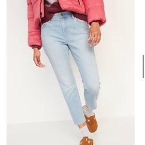 New Mid-Rise Warm Light-Wash Boyfriend Jeans for Women Old Navy size 14 Mimi